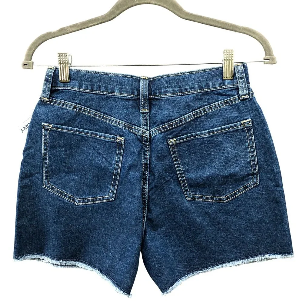 NWT Girls Size 16 High Rise Jean Shorts 3'' Inseam Blue Cutoff Frayed Button Fly